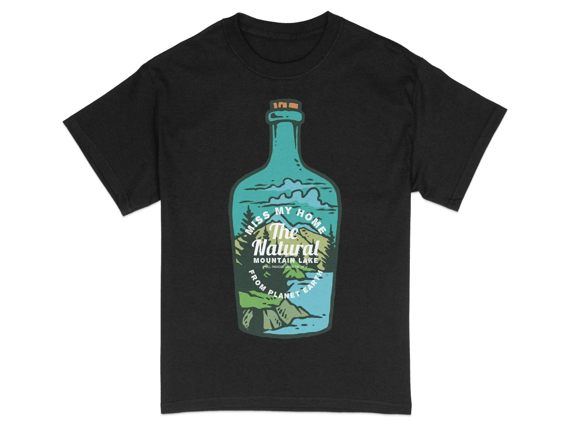 Nature Inspired Graphic Tee Mountain Lake Scenery T-Shirt Miss My Home Shirt Men Clothing Comfortable 4XL