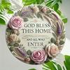 Warm Atmosphere Wall Plaque Wooden Rose Door Hanger Sign, Front Floral Hanging Plaque, Decorative Rustic Farmhouse Home Decoration Ornament with Rope