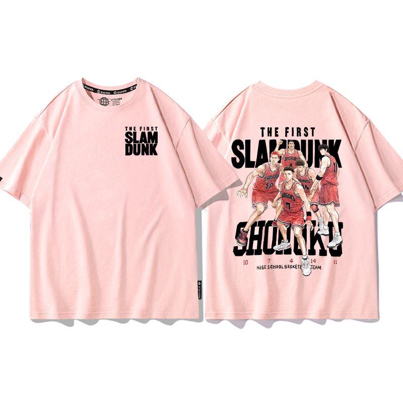 Cool anime Slam Dunk cartoon short-sleeved T-shirt for men summer front and back print loose clothes around Yukawa Kaede