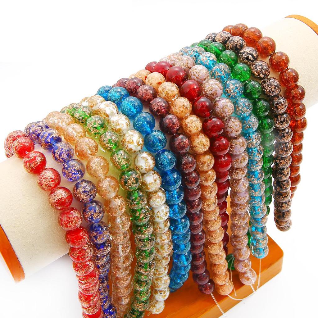 10pcs/Bag Glass Beads Round Ball Handmade Luminous Lampwork Loose Beads for Earring Bracelet Necklace DIY Jewelry Making Findings