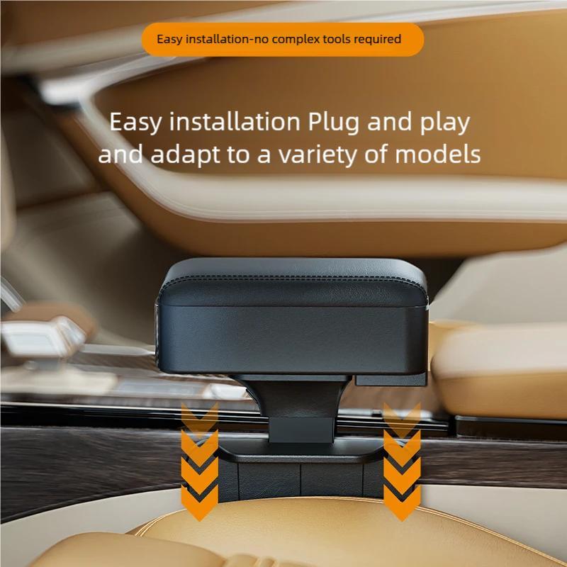 Dual Function Car Center Console Organizer with Quick Charge QC 3.0 Cup Holder Rear Seat Storage Tray Auto Vehicle Organizer