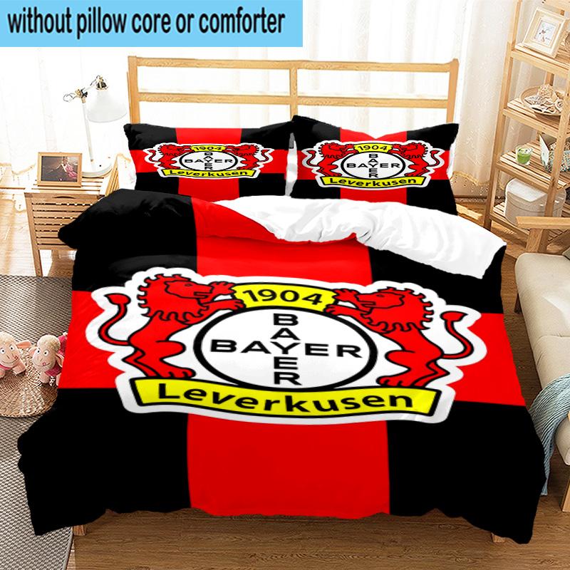 3pcs Bayer Football Club Printed Bedding Set Duvet Cover Closure Includes 1 Duvet Cover & 2 Pillowcases Bedding Sets Home Decor Gifts