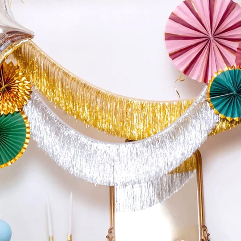 2/1 pachet folie franjuri ghirlandă metalică beteală streamers banner agățat pentru paradă plutitoare ziua de naștere nuntă Crăciun petrecere decoratiuni