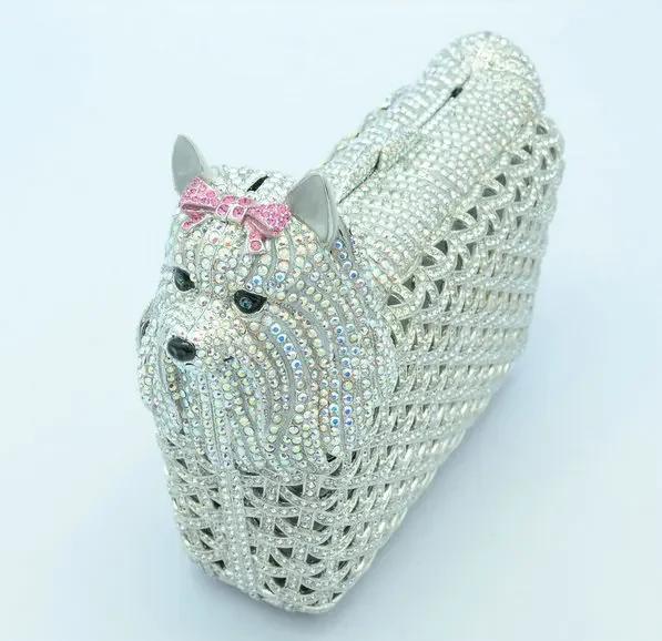 

Boutique De FGG (in stock) Doggy Puppy Women Gold Crystal Clutch Evening Bags Wedding Party Handbags Dog Minaudierer Purses Bag Mini Clutch