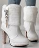 Martns Women Shoes Winter High Heels R Boots Waterproof Platform Thick Women's Rhinestones Decorative Boots
