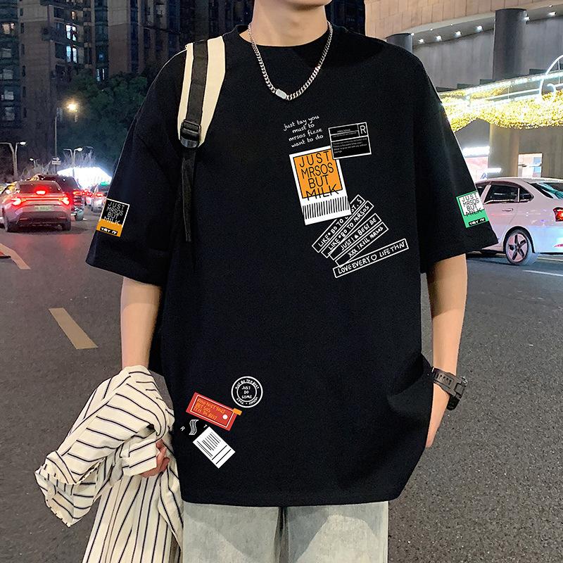 Men's Cotton T-shirts White Men's Oversized T-Shirt Summer Casual Wear Letter Print Tee Shirts for Men 5XL Male Clothes