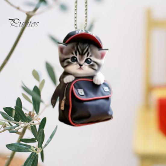 Cat Shaped Pendant Car Hanging Decoration Realistic Looking Easy To Hang Auto Rearview Mirror Ornament Acrylic Christmas Decor
