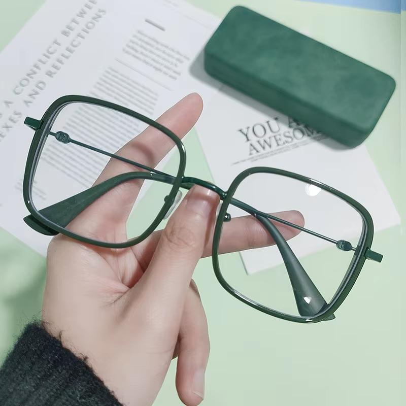 Large Square Frame Woman Glasses Ins Girl Fashion Transparent Eyewear High-definition Anti-blue Light Computer Eyeglass