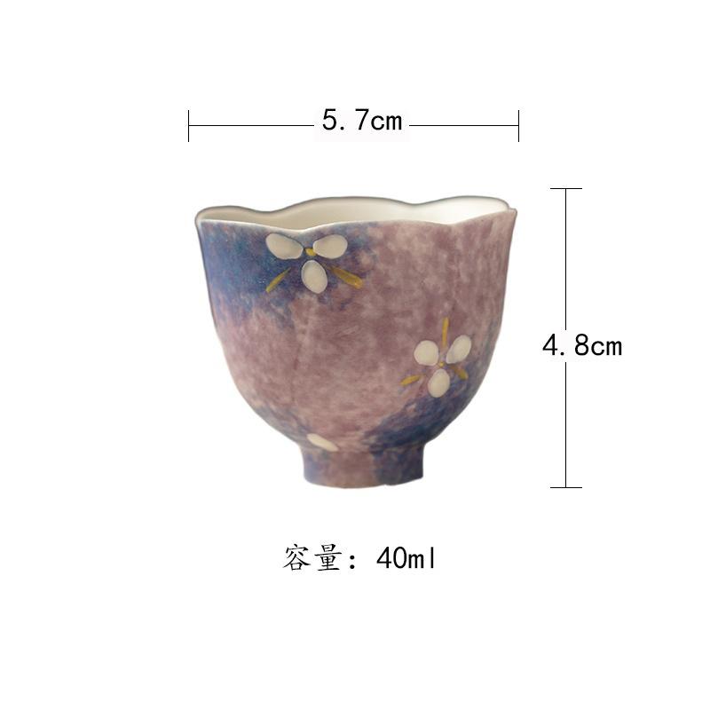 

2pc/lot Hand-painted Purple Flower Teacup Retro Tea Bowl Set Of Cups Tea-tasting Meditation Cup Chazhan Master Cups Teaware 40ml As Your Choose
