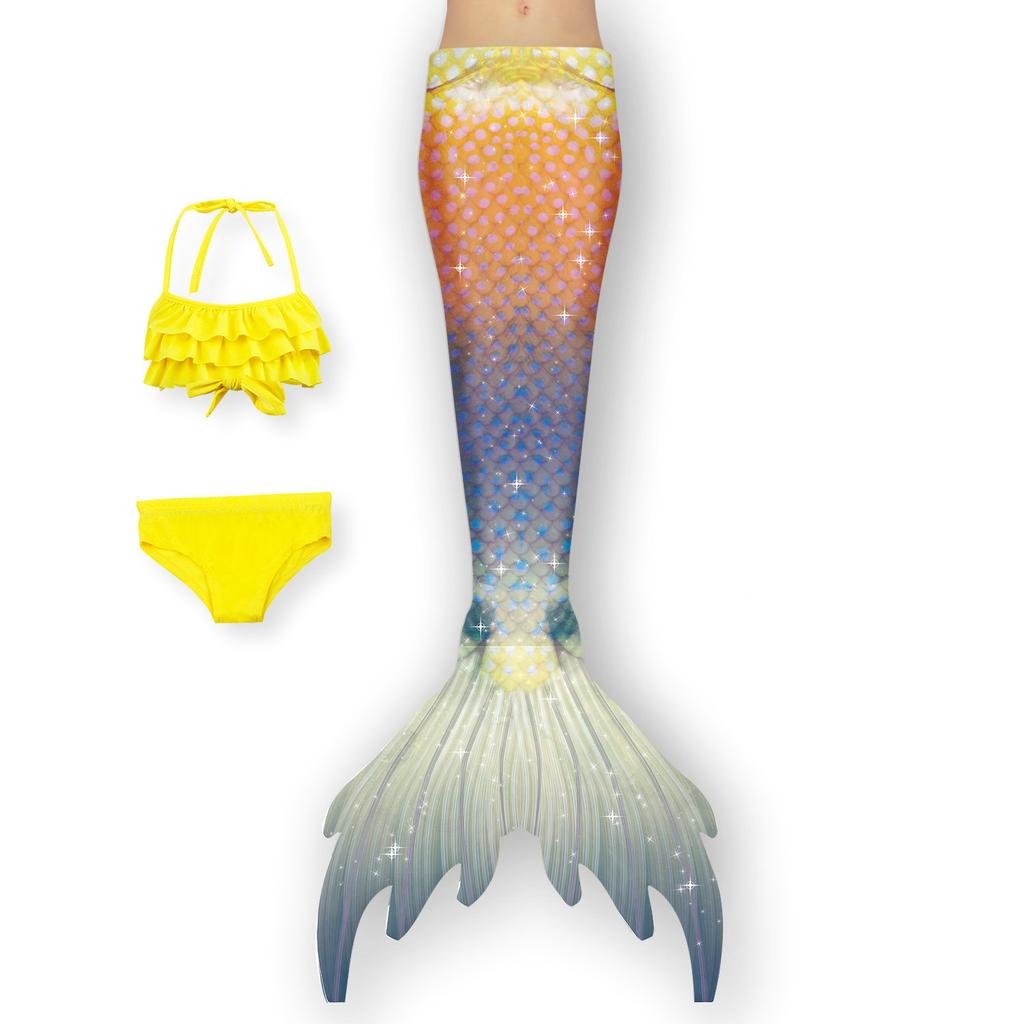 Costume da bagno da sirena per bambini, top a fascia da sirena, coda di pesce, vestito da principessa per bambine