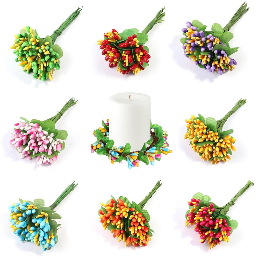 20Pcs/bag Artificial Flower Small Berries Flower Bouquet Leaves DIY Girls Hair Crafts Wedding Garden Arch Yard Rattan Decoration