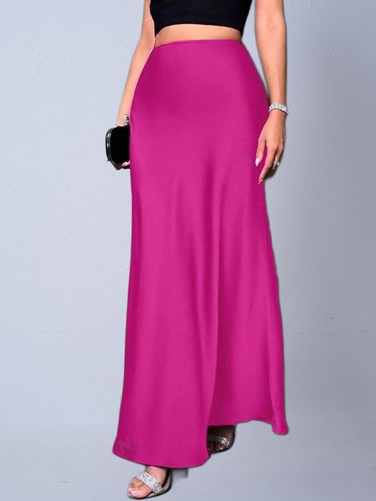 European & American Women's Imitation Silk Long Skirt, 2025 Spring/Autumn Collection