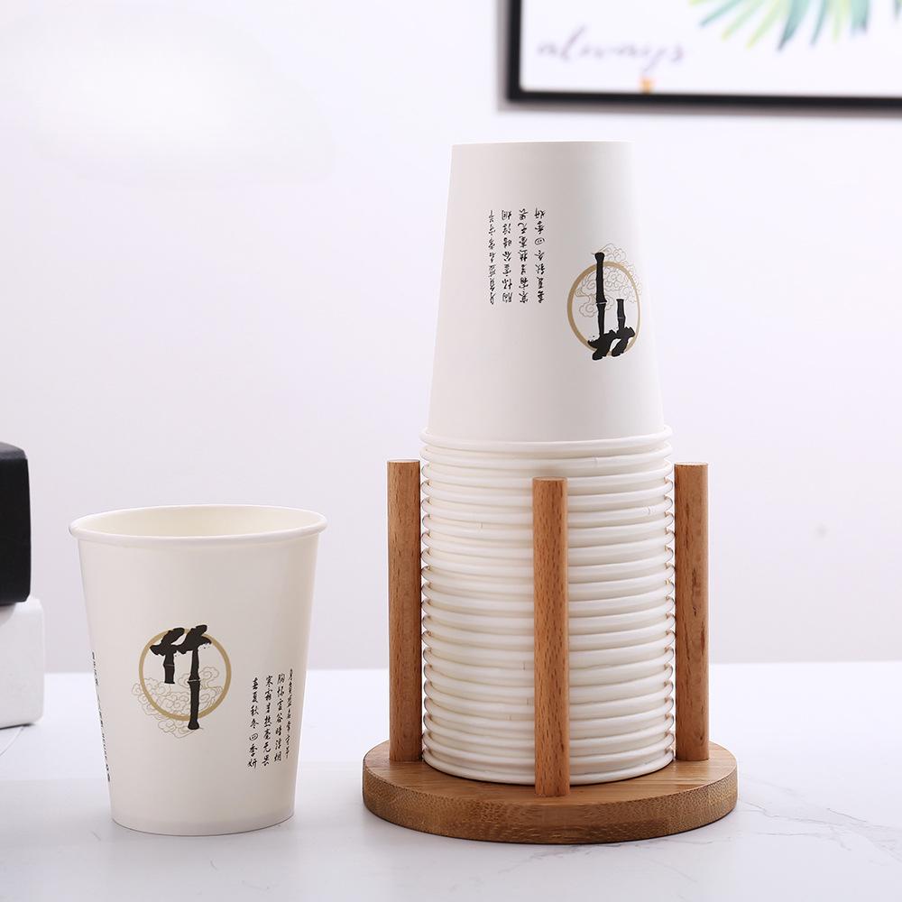 1pc Bamboo Wooden Cup Storage Rack Creative Round DIY Household Cup Holder for Disposable Paper Cup Counter Desktop Storage Rack