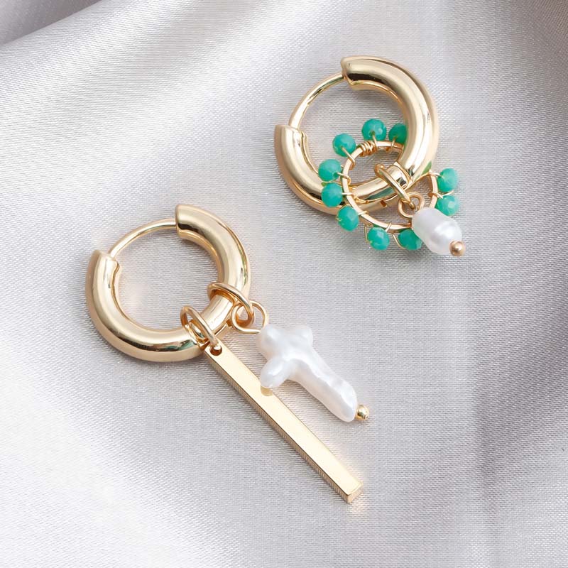 Fashion Metal Pearl Beaded Drop Earrings for Women Vintage Gold Color Geometric Round Ear Buckle Earrings Jewelry Accessories