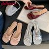 Fashion Female Low Heel Footwear Wedges Slippers Slides Shoes For Women Fashion Butterfly-Knot Ladies Heeled Slippers Sandals Shoes