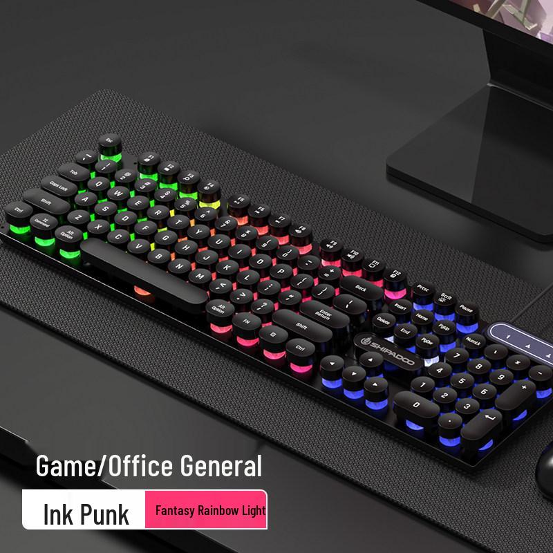 USB Wired Gaming Keyboard & Mouse Set - Mechanical Feel, Universal for Desktop & Laptop