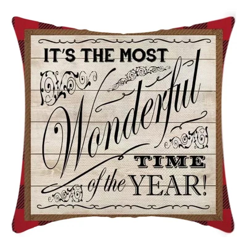 40/45cm Christmas  Cotton Linen Decorative Navidad Elk Snowman Santa Tree Cushion Cover Sofa Pillow Case