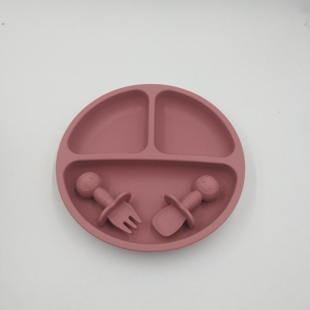 In-Stock Baby Silicone Meal Tray with Suction Cup - Compartmented Tableware