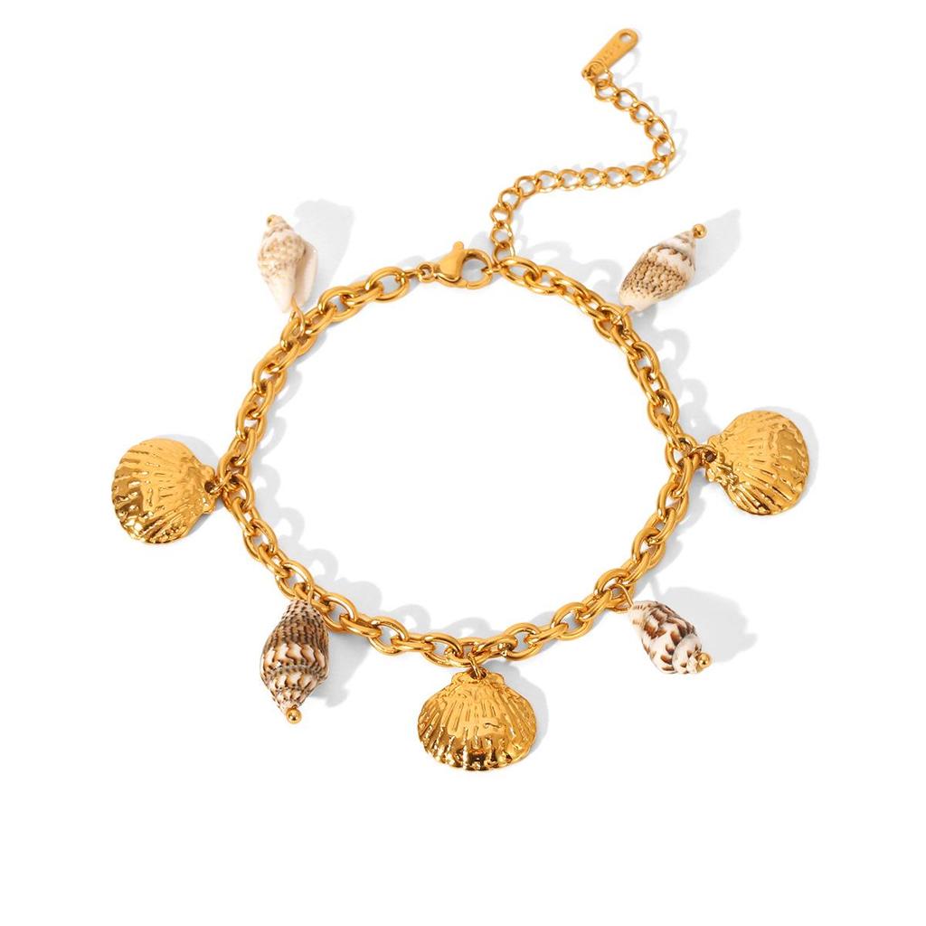 Edelstahl Ozean Stil Seestern und Muschel Halskette & Armband Set für Frauen