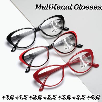 High Definition Cat Eye Multifocal Reading Glasses Women Anti-Blue Light Reading Eyewear Computer Anti-reflective Eyeglasses