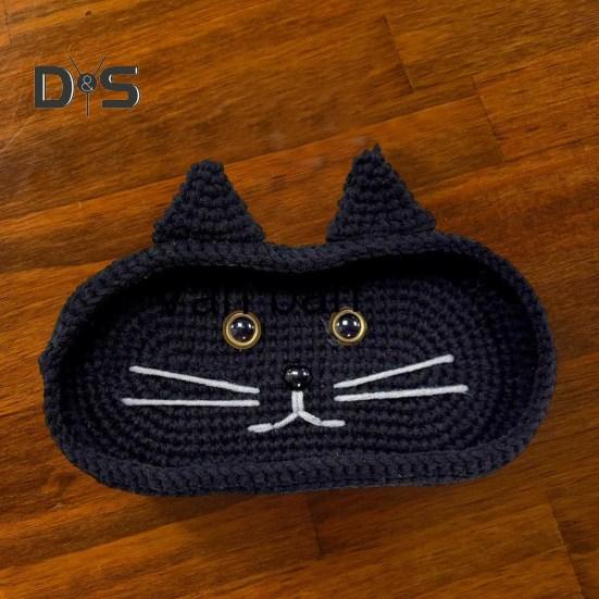 Heklet Katte Brilleholder Håndlaget Vaskebjørn Brilleorganisator Dekorativ Brille Solbrille Utstillingsstativ Gave til Dyreelskere