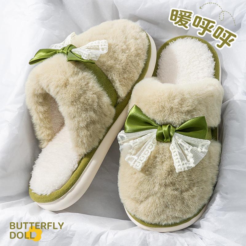 Women's Non-Slip Waterproof Thick-Soled Cotton Slippers – Cozy Furry Design for Autumn/Winter Maternity & Men's Wear