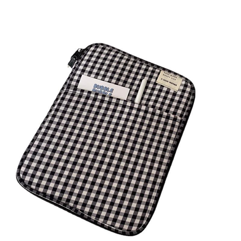 

11 13-дюймовый универсальный чехол для планшета Ins модный корейский клетчатый чехол для ПК для Xiaomi Huawei Ipad большая вместительная сумка для канцелярских принадлежностей 11 inch чёрный