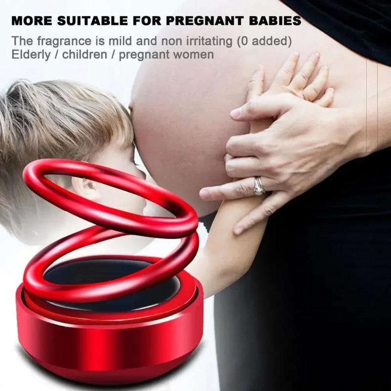 Solar Energy Double Ring Aroma Diffuser Solar Powered Car Air Freshener Rotating Suspension Car Decoration Accessories with Aroma Tablet