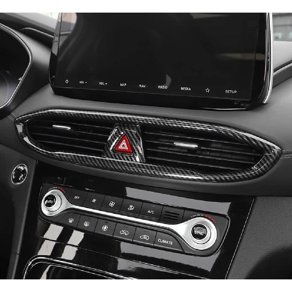 Kadore for 2019-2023 Hyundai Santa Fe Carbon Fiber Style Center Side Air Condition Vents Outlet Cover Trim 3-pc