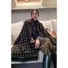 Premium Double-Sided Jacquard Houndstooth Scarf Wrap Women Winter Fall Warm Cotton Blend Shawl 185x70cm