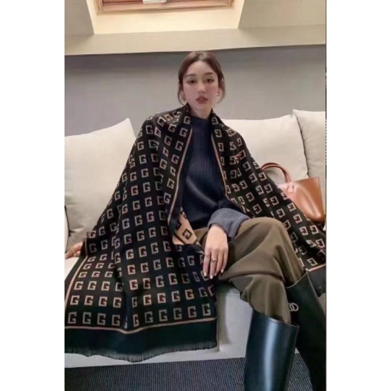 Premium Double-Sided Jacquard Houndstooth Scarf Wrap Women Winter Fall Warm Cotton Blend Shawl 185x70cm