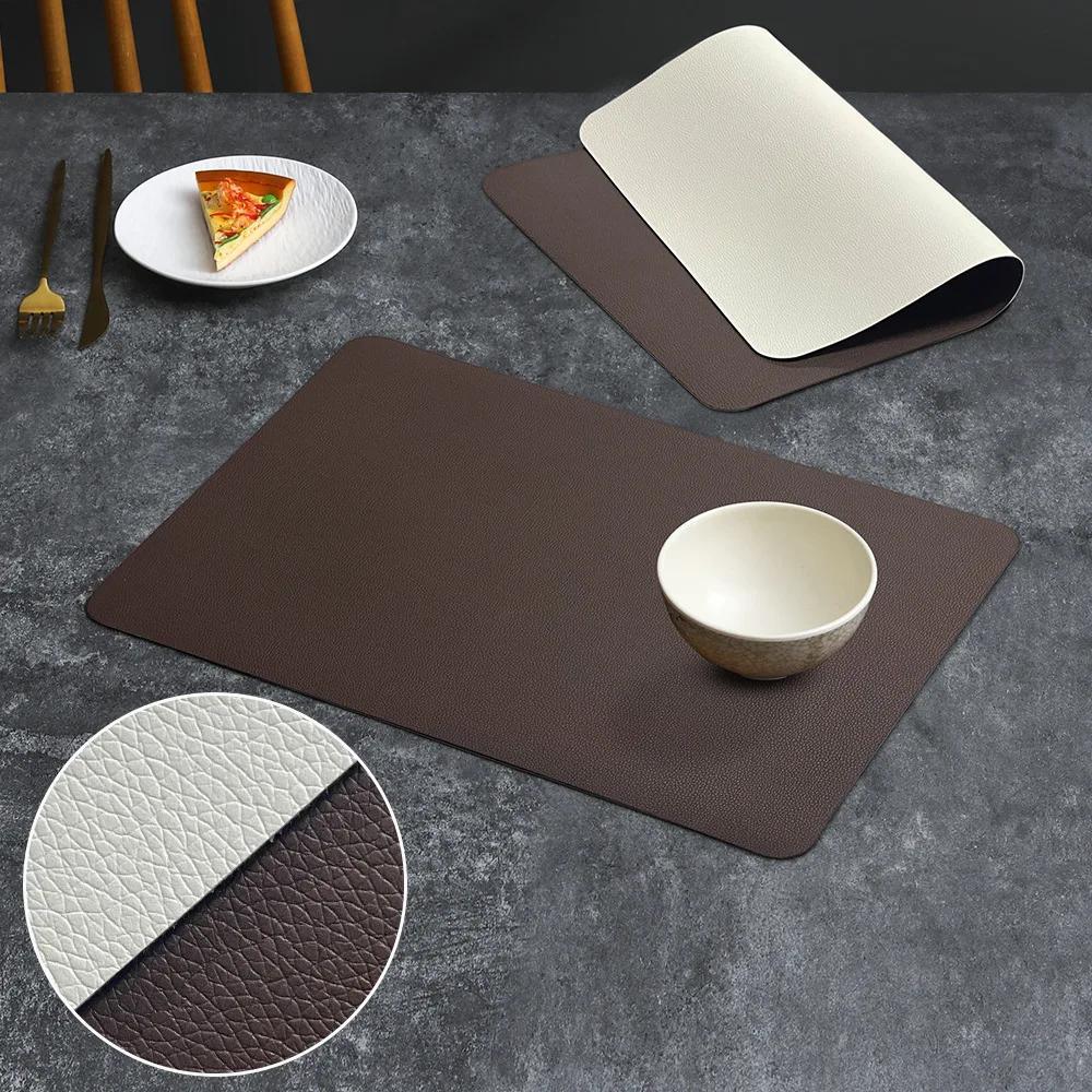 Double-sided Leather Dining Table Mat, Desktop Decoration, Home Dining Plate Mat, Anti Slip Bowl Mat, Thermal Insulation Mat