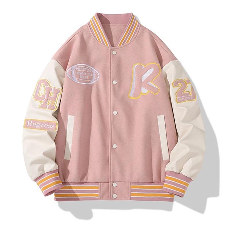 Modna i Wszechstronna Męska Kurtka Bejsbolowa w Amerykańskim Stylu Jesienna Casualowa Haftowana Modna Luźna Kurtka Kardigan dla Pary