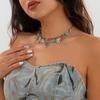 Retro ethnic style imitation turquoise cow head collarbone necklace female western cowboy style hat necklace