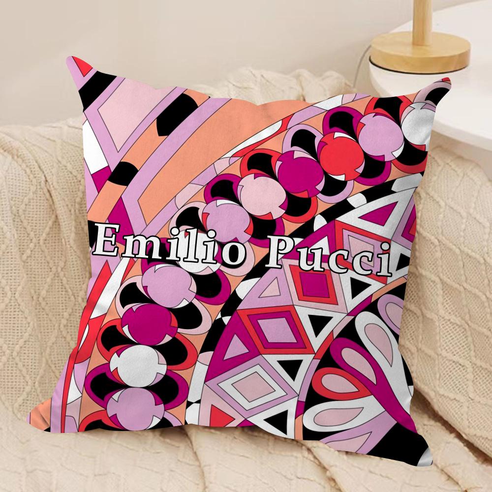 Fashion E-EE-Emilio logo P-Pucci Cushion Cover Soft Plush Double-Sided Pillow Cover Cozy Sofa Cushion Case Living Room Home Gift