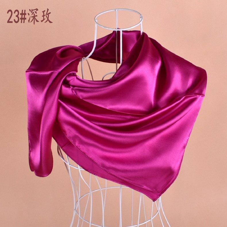 Solid Color Silk Scarf Square 90*90 Headscarf Foulard Satin Bandana Cheveux Neckerchief Hijab Accessoires For Woman Hair Scarf