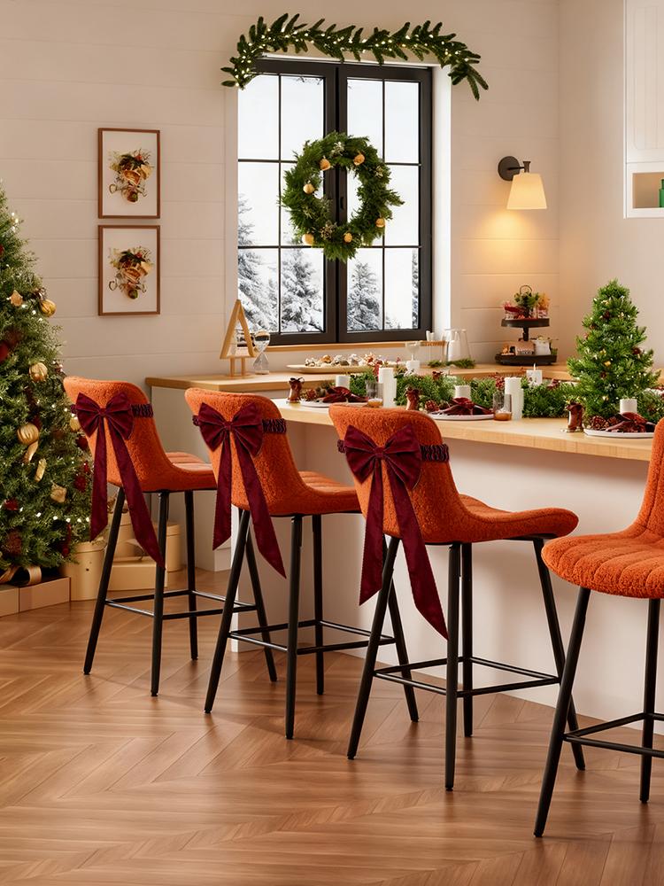 Christmas Bow Chair Back Cover Decoration Ornament Chair Ties For Dining Holiday Home Wedding Party Winter Festival