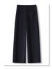 Women's Wide-Leg Navy Blue High-Waist Cropped Pants - Spring/Summer 2025 Casual Collection