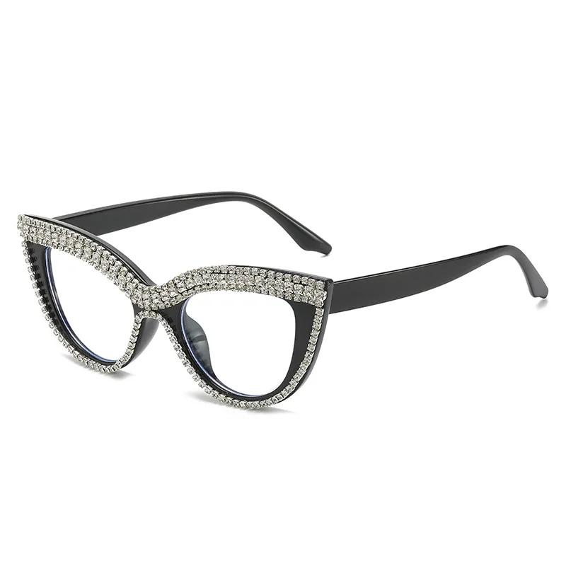 Lunettes de soleil œil de chat vintage avec strass Neuves dans des montures élégantes pour femmes Ins Tendance Marque artisanale Lunettes de designer