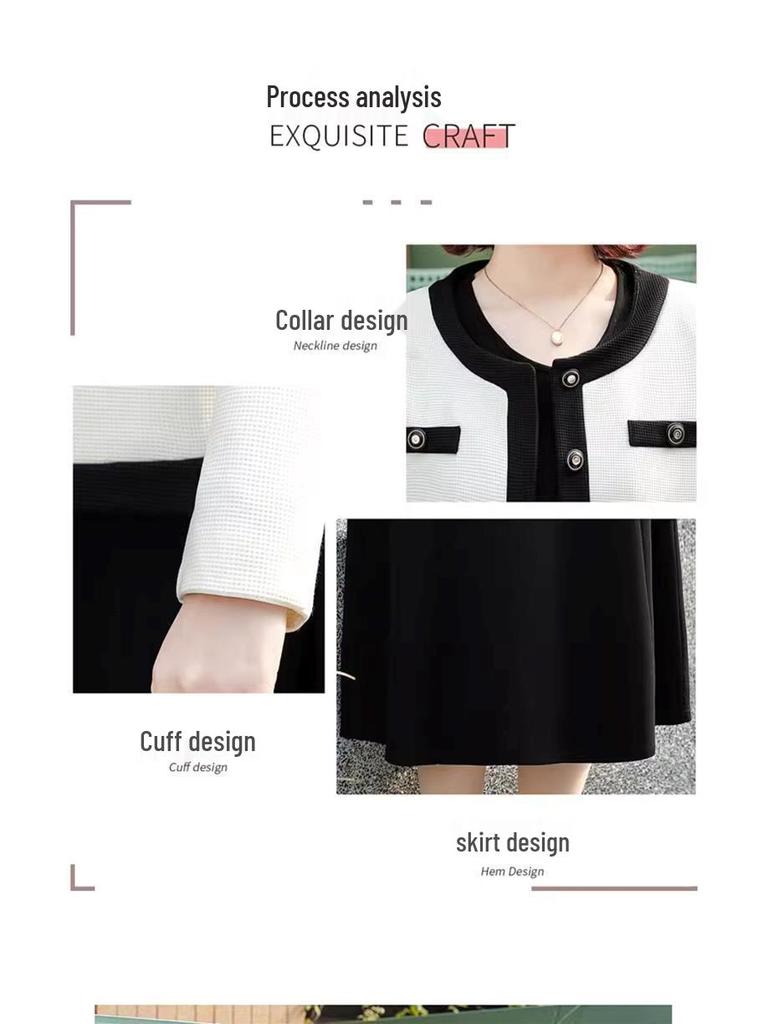 2025 Little Fragrance Style Spring-Autumn Two-Piece Set for Middle-Aged Women