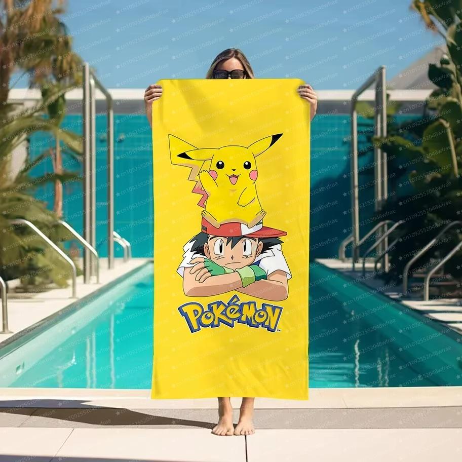 Pokemon Anime Cosplay Large Beach Towel Summer Towels Bathroom Bath Towel Swim Towels Gym Travel For Home Quick Dry Kids Gift