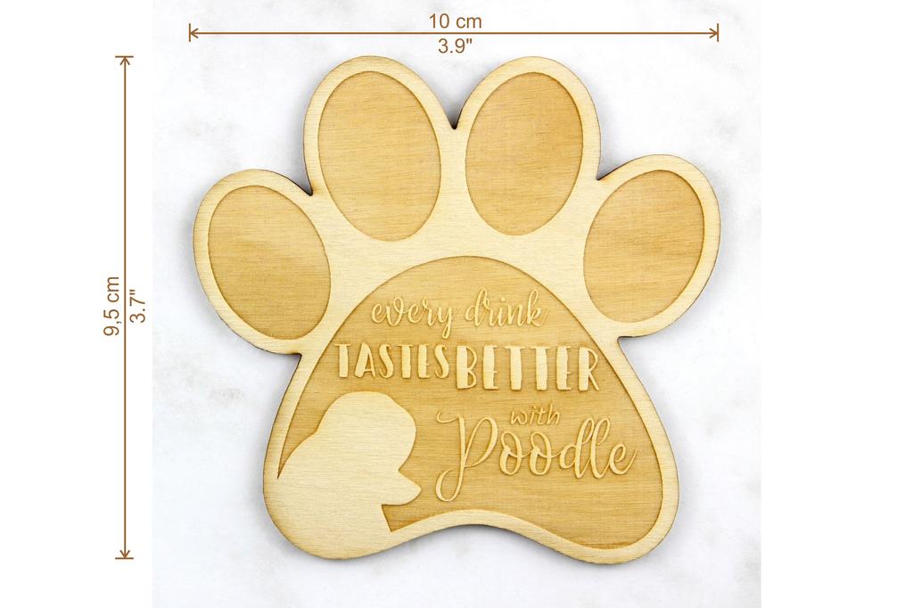 Poodle - Mug coaster, engraved coaster with dog, gift for dog lover by Art-Dog brand