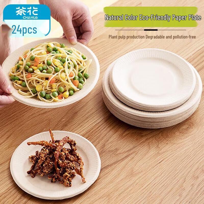 Chahua Disposable Large Paper Plates - 24 Pack