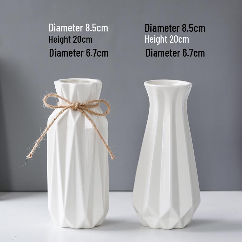 Nordic Minimalist White Ceramic Vase for Hydroponic and Dried Flower Arrangements in Modern Living or Dining Spaces