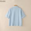 ZANZEA Women Casual Turn Down Collar Summer Half Sleeve Blouse