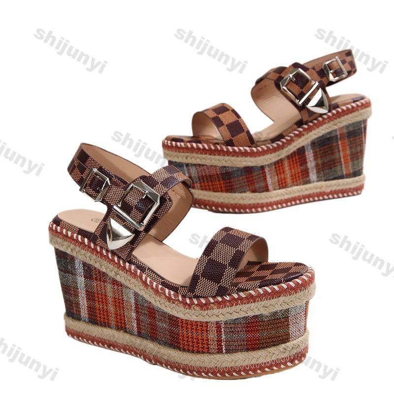 Fashion Women's Sandals 2025 Summer New Fashion Peep Toe Wedge Sandals Women Platform High Heels Outdoor Beach Shoes Sandalias De Mujer