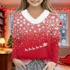 Christmas Day Girls Long Sleeve T Shirts Kids  Girls' V-Neck Tee Christmas Print Long Sleeve Top