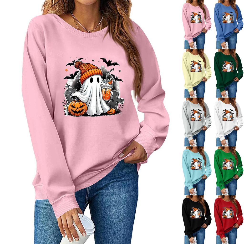 Damen Mode Lässiger Halloween bedruckter Pullover