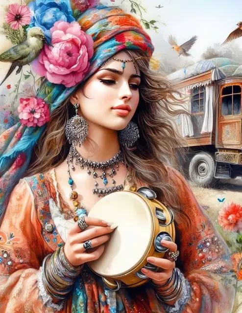 Gypsy Woman Full Square Round Diamond Embroidery Fantasy Peacock Goddess Diamond Painting Cross Stitch Mosaic Wall Decor