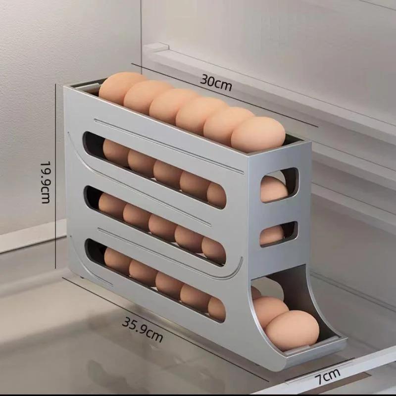 Refrigerator Eggs Storage Box Rolling Kitchen Container Eggs Rolling Rack Home Large Capacity Refrigerator Eggs Organizer Holder
